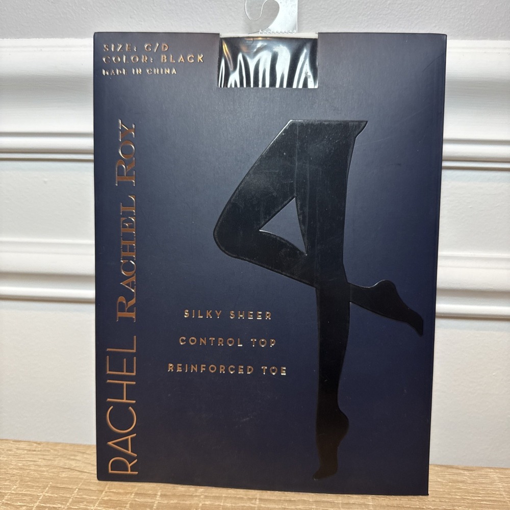 RACHEL Rachel Roy Silky Sheer Control Top Pantyhose Black C/D Reinforced Toe‎